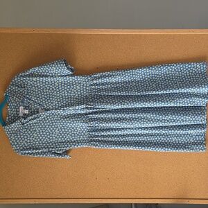 H&M L.O.G.G. Blue Floral Fit & Flare Dress Short Sleeve V‑Neck Cottagecore